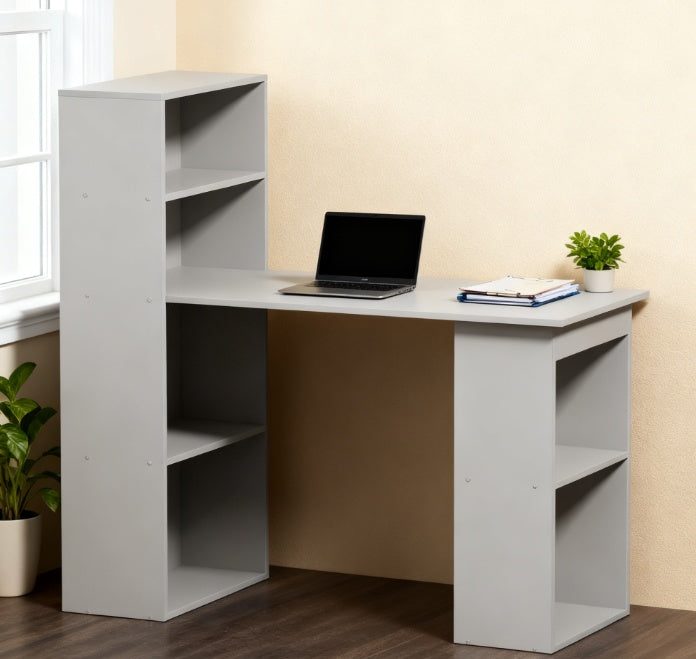 Compact Computer Desk , Writing Table Workstation With Bookshelf