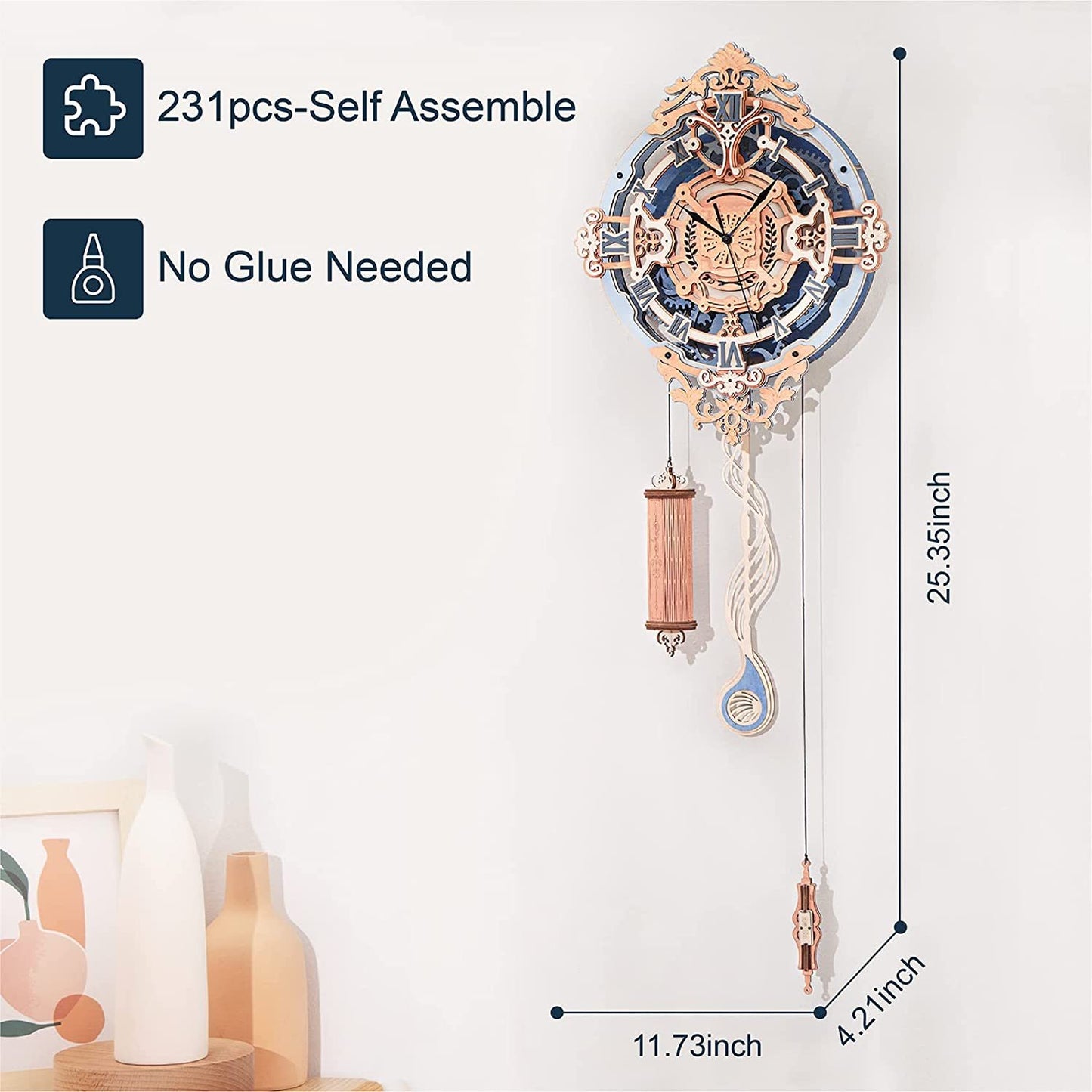 3D Wooden Puzzle Wall Clock STEM Kit