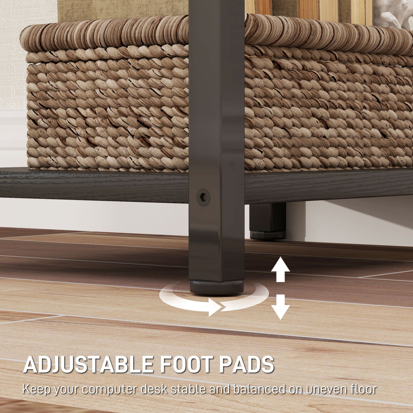 Desk With Adjustable Shelves, Black