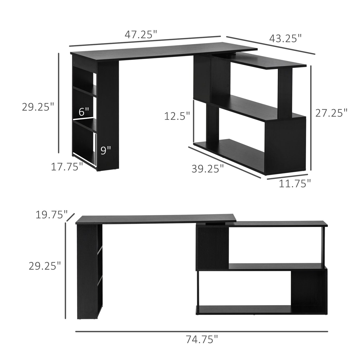 Black L-Shaped Desk