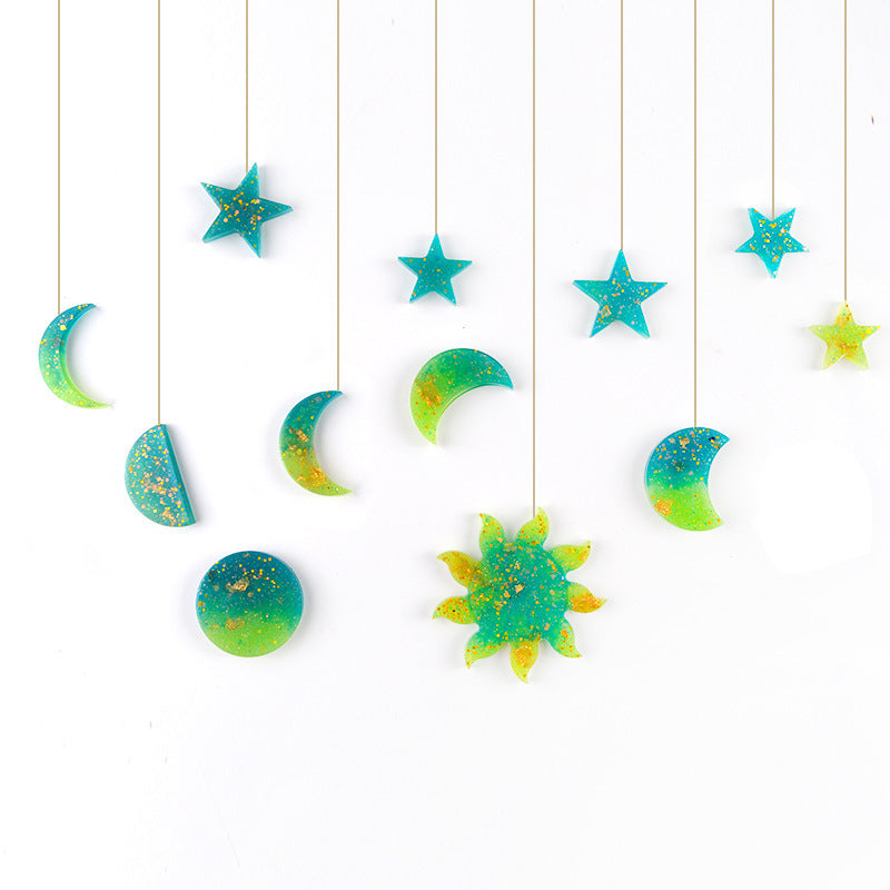Ins Wind Star Moon Sun Lunar Eclipse Mold Diy Mirror Crystal Crystal Epoxy Silicone Resin Planet Pendant Pendant