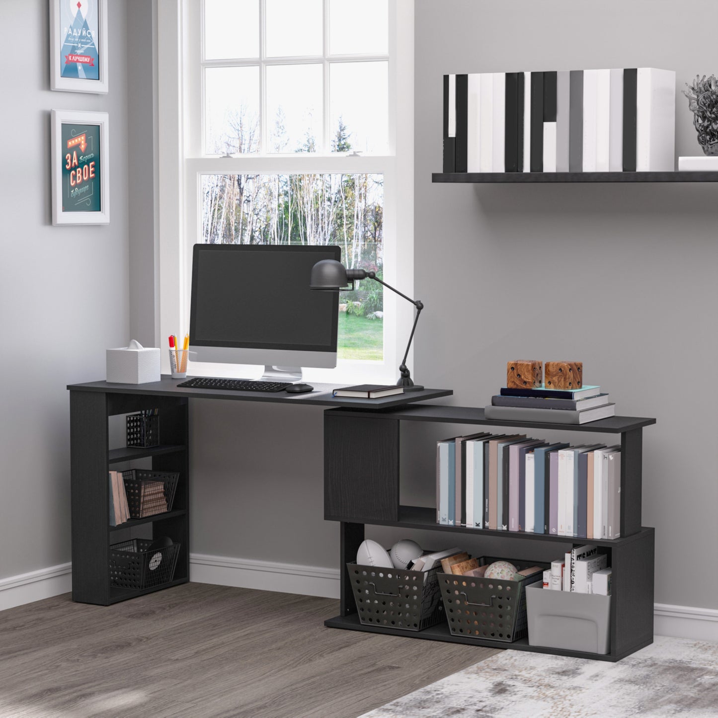 Black L-Shaped Desk