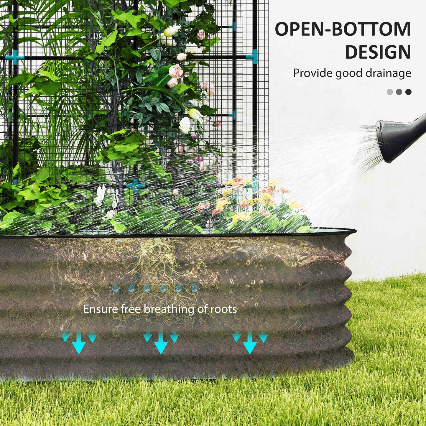 Raised Garden Beds Set with Arch Trellis