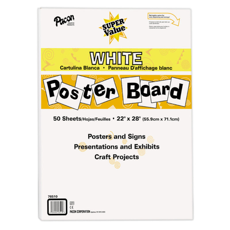 SUPER VALUE POSTER BOARD ALL WHITE 50 SHEETS