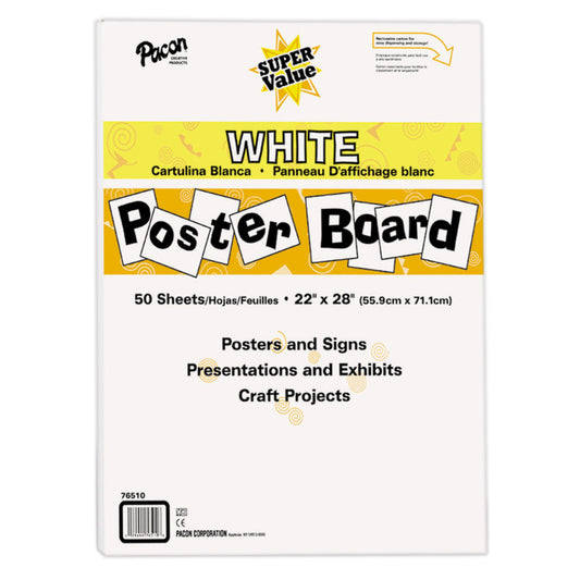 SUPER VALUE POSTER BOARD ALL WHITE 50 SHEETS