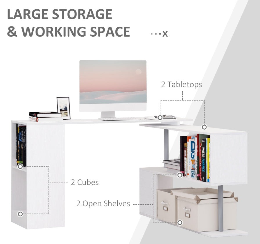 White Corner Computer Workstation with storage