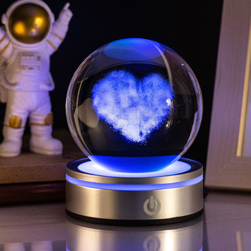 Creative 3D Inner Carving Luminous Crystal Ball Solar System Science Kit