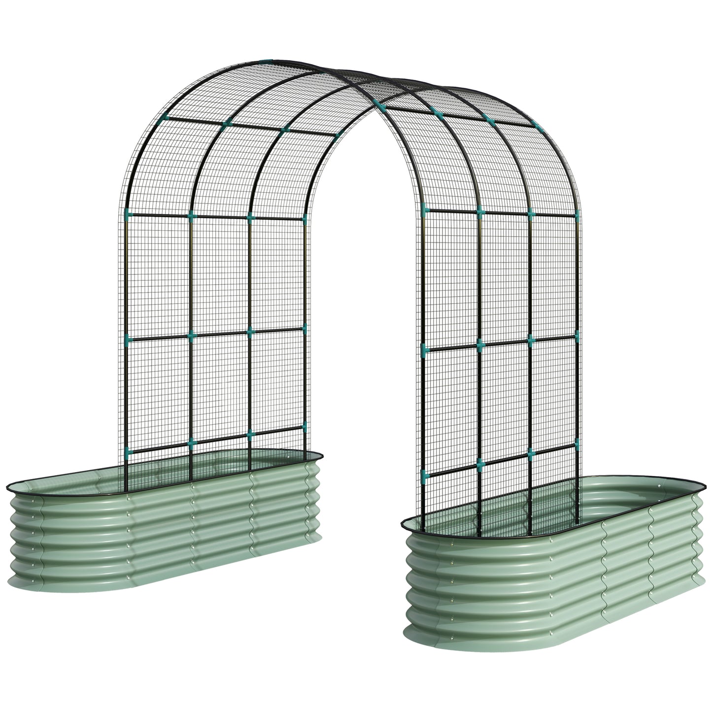 Raised Garden Beds Set with Arch Trellis