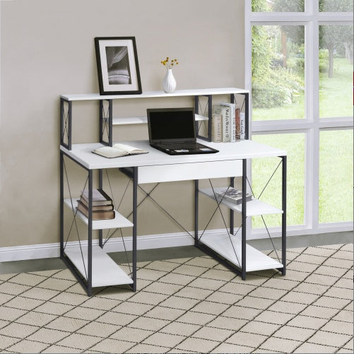 Desk With Open Shelves And Hutch