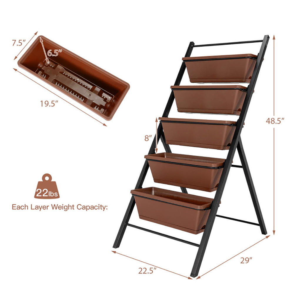 5-tier Vertical Garden Planter Box Elevated Raised Bed With 5 Container