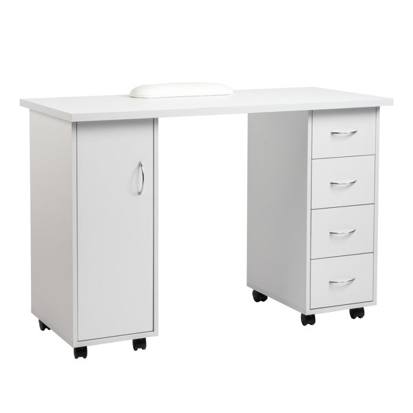 White One Door Four Drawers Computer Desk