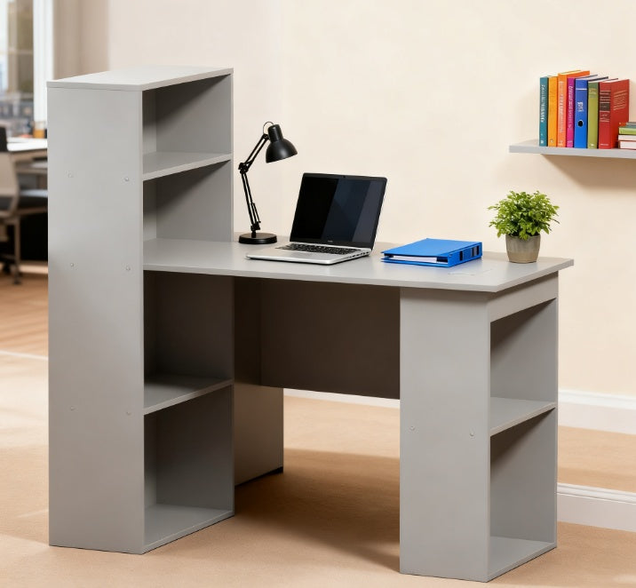 Compact Computer Desk , Writing Table Workstation With Bookshelf