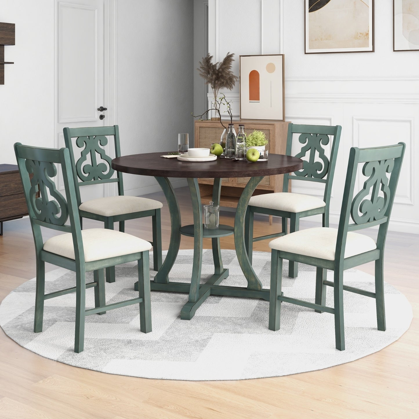 5-Piece Table Set With Fabric Chairs