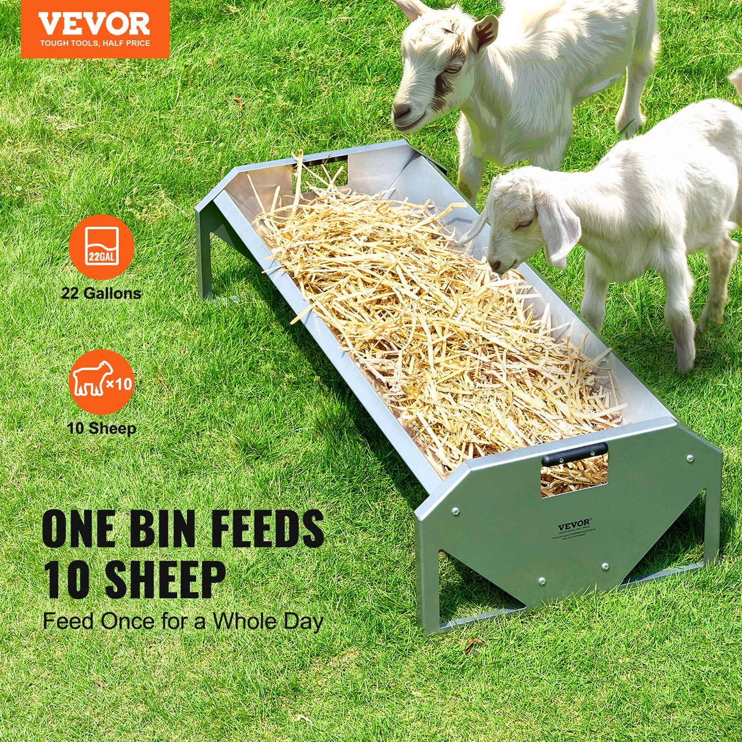 Livestock Feeding Trough 22 Gallon Capacity Goat Feeder For 10 Sheep