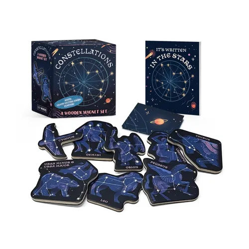 Constellations: A Wooden Magnet Set: With Glow-In-The Dark Poster!