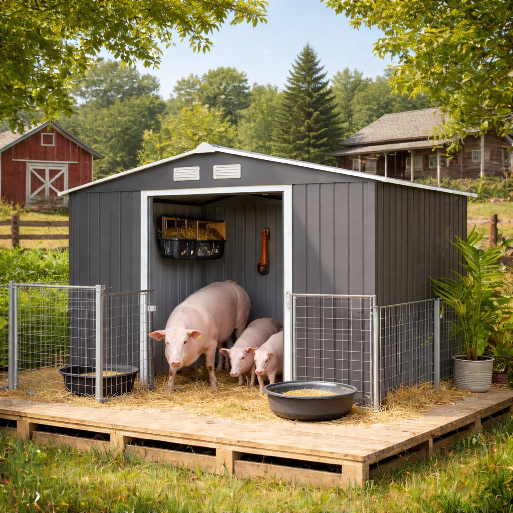 Large Outdoor Livestock Shed, 9x6 for Goats, Sheep, Pigs